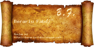 Berariu Fabó névjegykártya